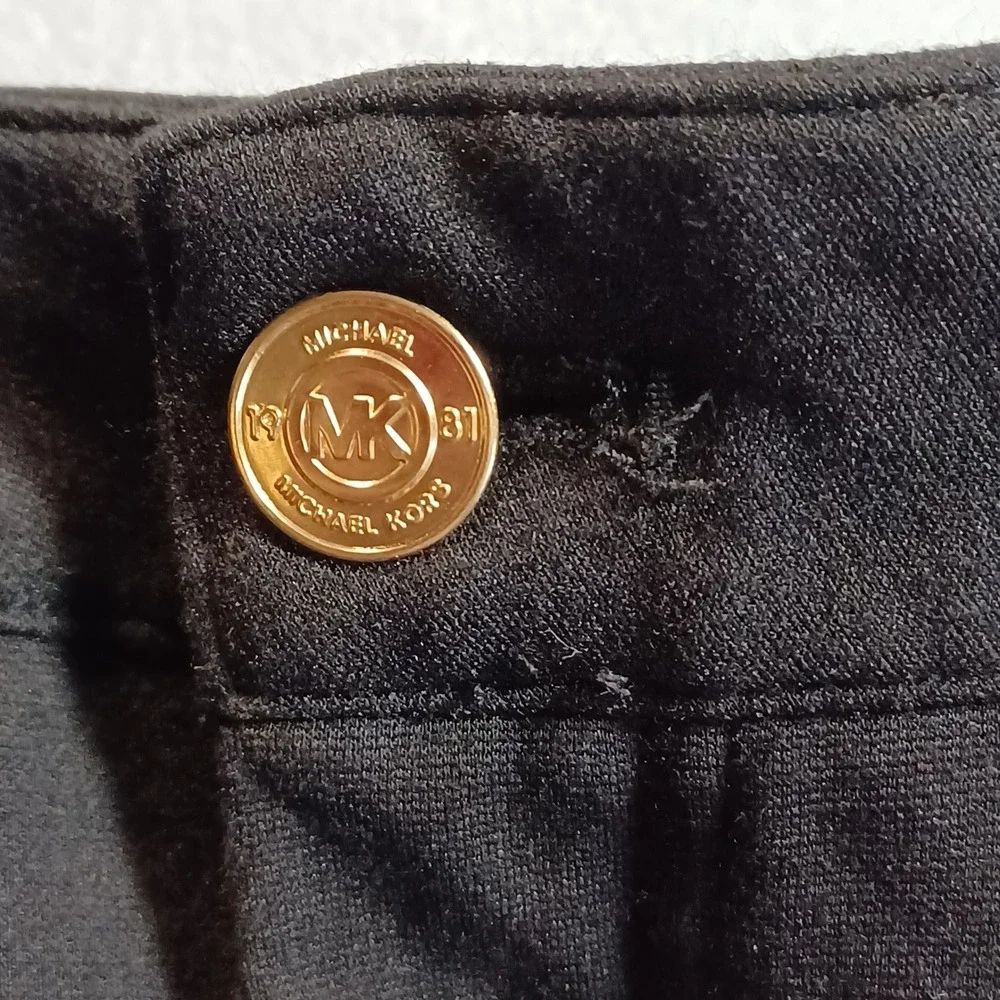 Michael Kors Womens Black Ponte‎ Knit Skinny Pants QF33B01EZT Size S MK Logo